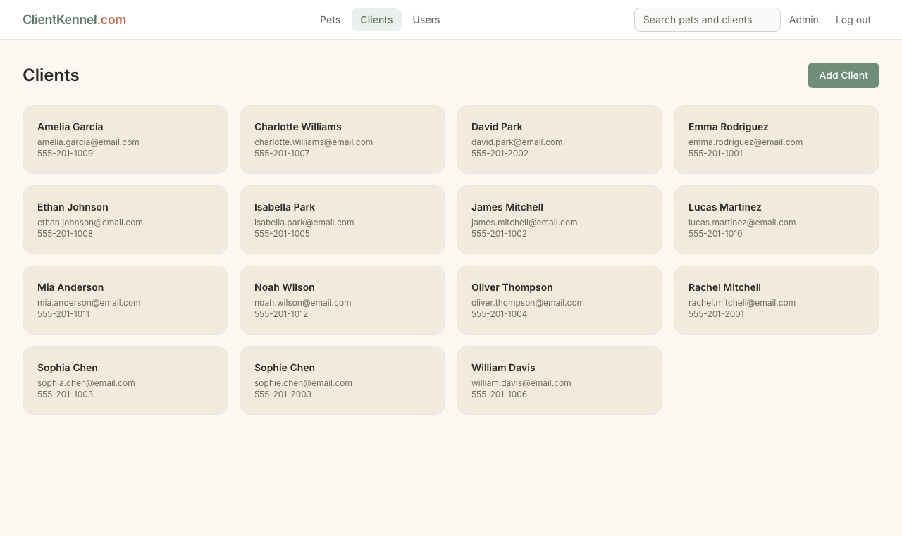 ClientKennel client list